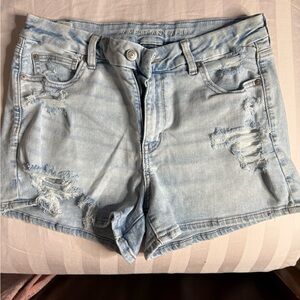 American Eagle Outfitters Light Blue Ripped Jean Shorts